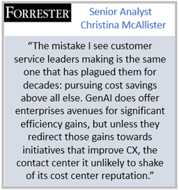 Forrester quote on Gen AI mistakes in customer service