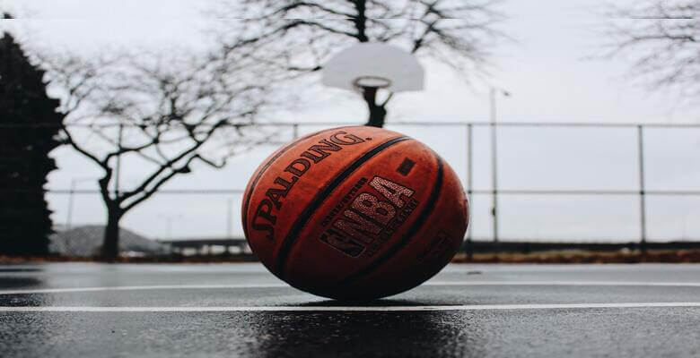 Basketball on court